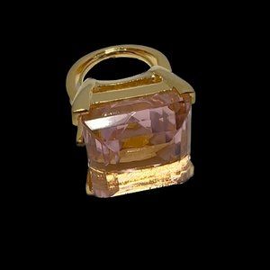 KENNETH JAY LANE, ROSE PINK CRYSTAL SQUARE STATEMENT RING